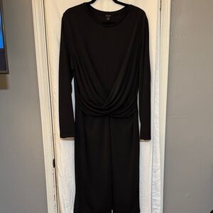 Ann Taylor Black Draped Long Sleeve Dress